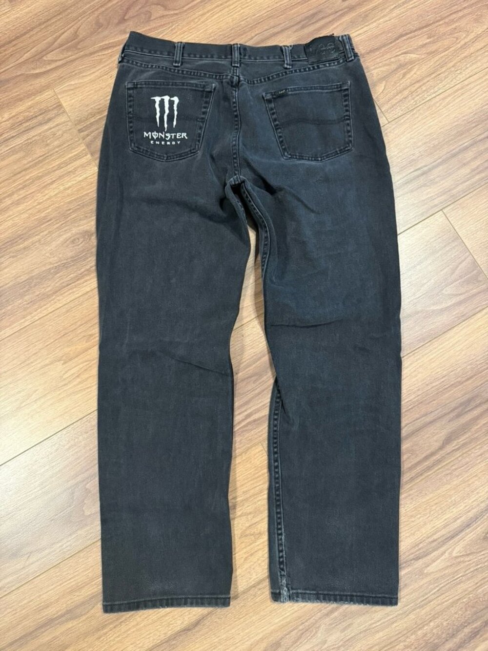 Lee x Monster Energy Jeans Mens 38x34 Black Straight Leg Denim